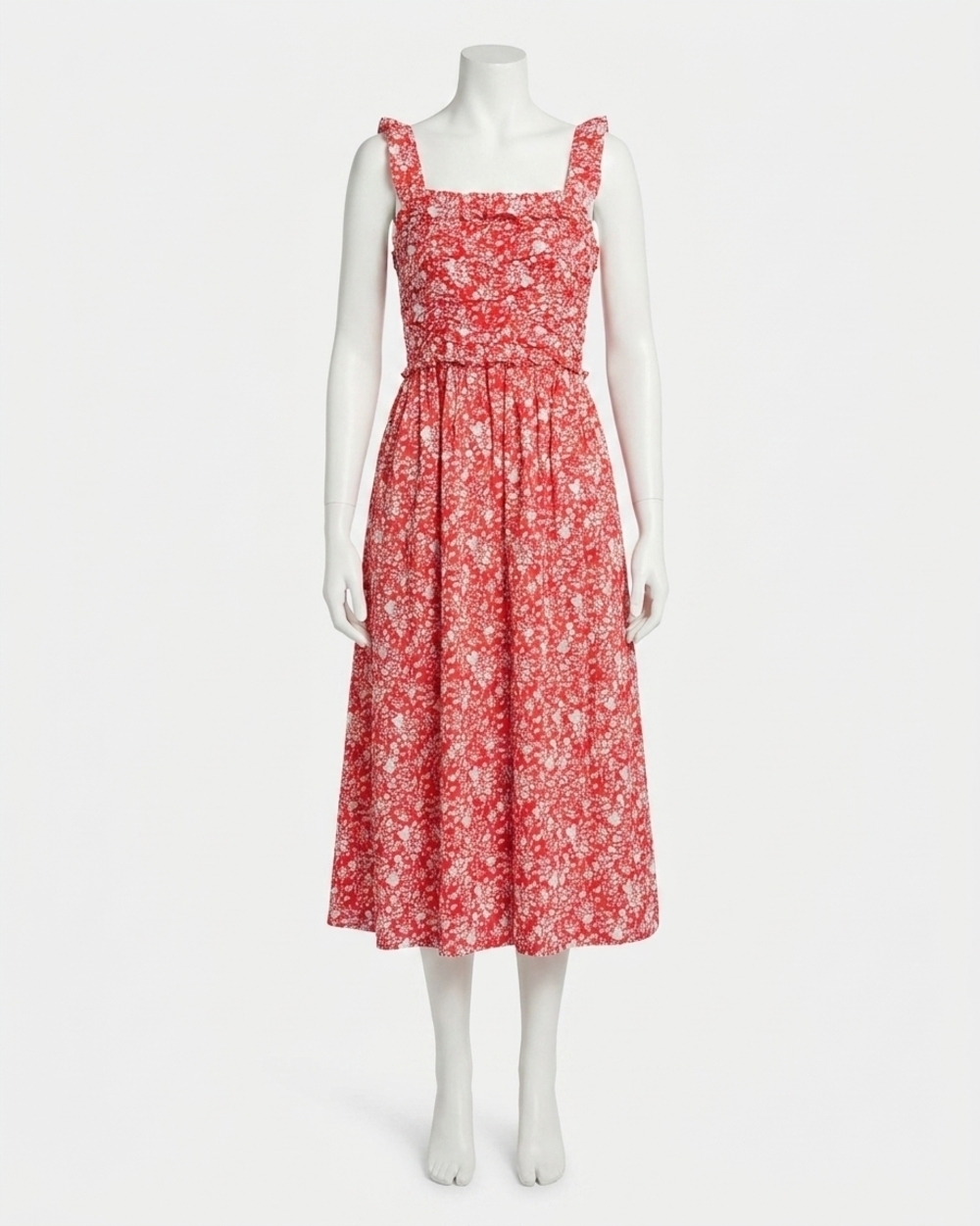 NEW SEA lucille liberty print pleated midi dress in red